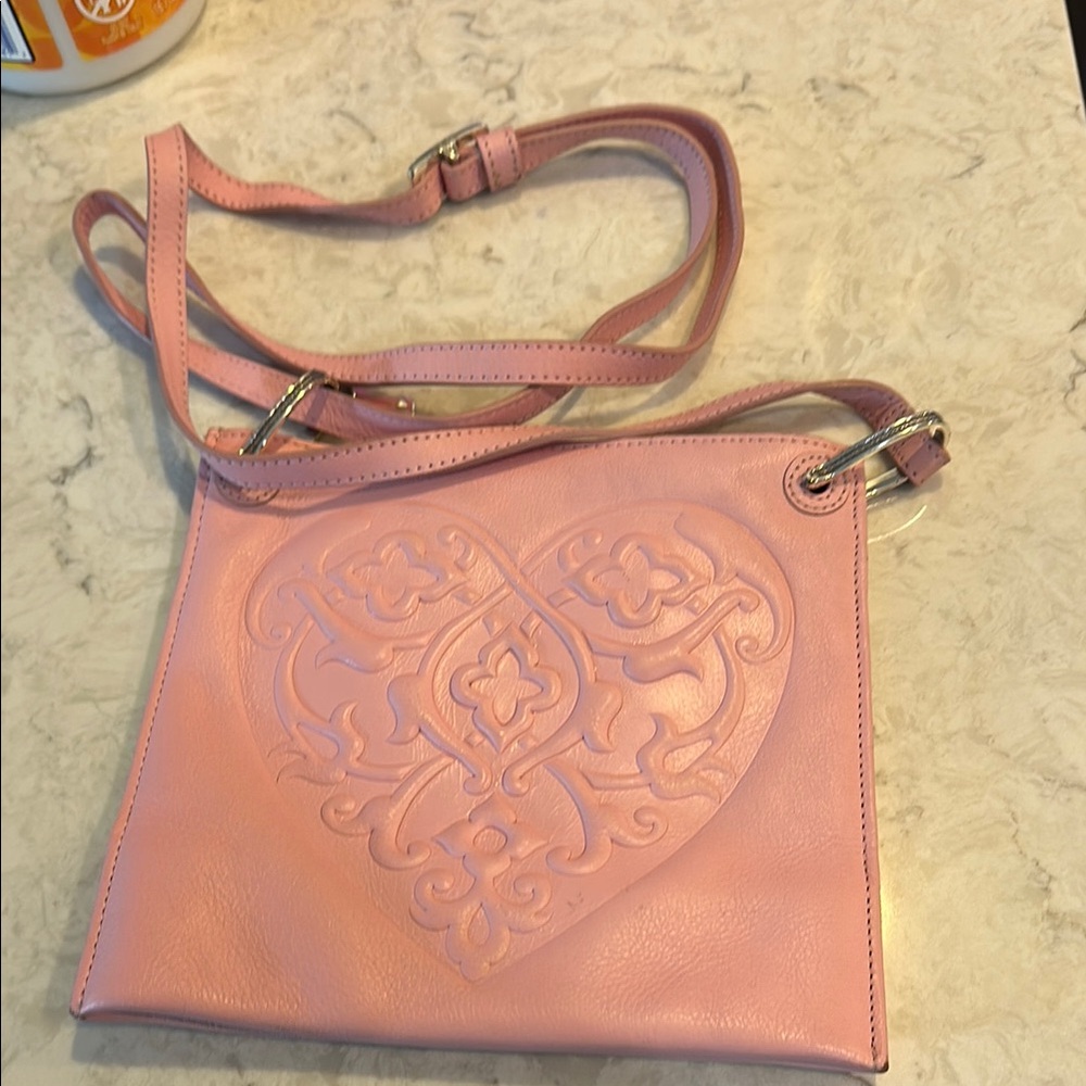 Vintage Brighton like new Pink Embossed Heart Crossbody Bag